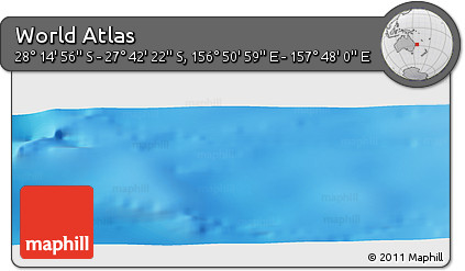 Physical Panoramic Map of the Area around 27° 58' 39" S, 157° 19' 29" E