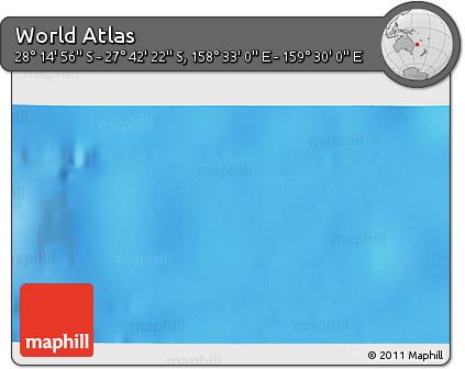 Shaded Relief 3D Map of the Area around 27° 58' 39" S, 159° 1' 30" E