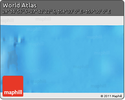 Shaded Relief 3D Map of the Area around 27° 58' 39" S, 159° 1' 30" E