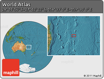 Satellite Location Map of the Area around 27° 58' 39" S, 159° 1' 30" E