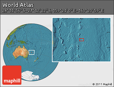 Satellite Location Map of the Area around 27° 58' 39" S, 159° 52' 30" E