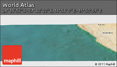 Satellite Panoramic Map of the Area around 27° 58' 39" S, 15° 22' 30" E