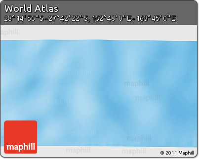 Shaded Relief 3D Map of the Area around 27° 58' 39" S, 163° 16' 30" E