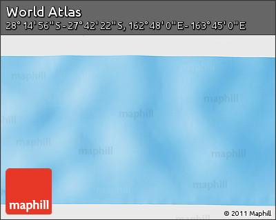 Shaded Relief 3D Map of the Area around 27° 58' 39" S, 163° 16' 30" E