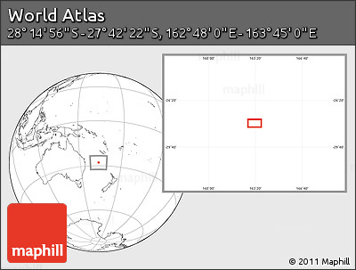 Blank Location Map of the Area around 27° 58' 39" S, 163° 16' 30" E