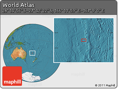 Satellite Location Map of the Area around 27° 58' 39" S, 166° 40' 30" E