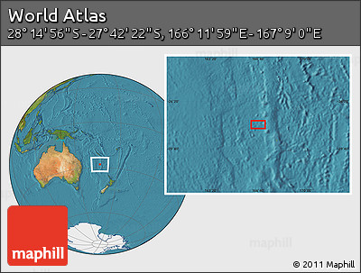 Satellite Location Map of the Area around 27° 58' 39" S, 166° 40' 30" E