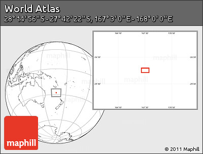 Blank Location Map of the Area around 27° 58' 39" S, 167° 31' 30" E