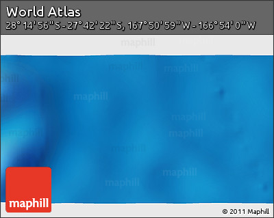 Physical 3D Map of the Area around 27° 58' 39" S, 167° 22' 30" W