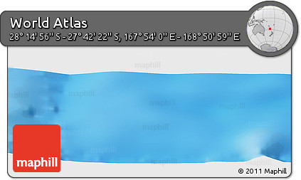 Physical Panoramic Map of the Area around 27° 58' 39" S, 168° 22' 30" E