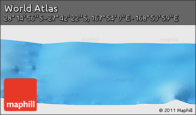 Physical Panoramic Map of the Area around 27° 58' 39" S, 168° 22' 30" E