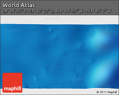 Physical 3D Map of the Area around 27° 58' 39" S, 168° 13' 29" W