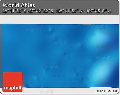 Physical 3D Map of the Area around 27° 58' 39" S, 168° 13' 29" W