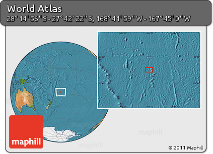 Satellite Location Map of the Area around 27° 58' 39" S, 168° 13' 29" W