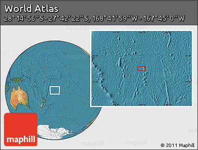Satellite Location Map of the Area around 27° 58' 39" S, 168° 13' 29" W
