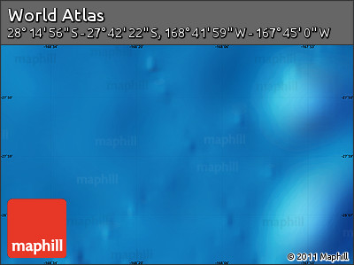 Physical Map of the Area around 27° 58' 39" S, 168° 13' 29" W