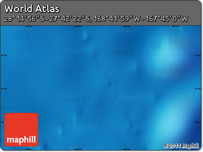 Physical Map of the Area around 27° 58' 39" S, 168° 13' 29" W