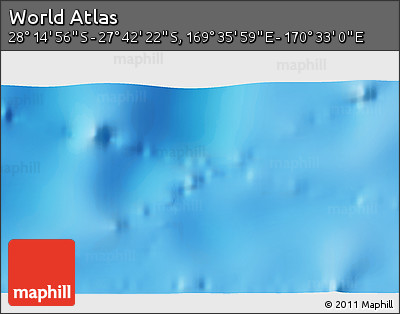 Physical 3D Map of the Area around 27° 58' 39" S, 170° 4' 29" E