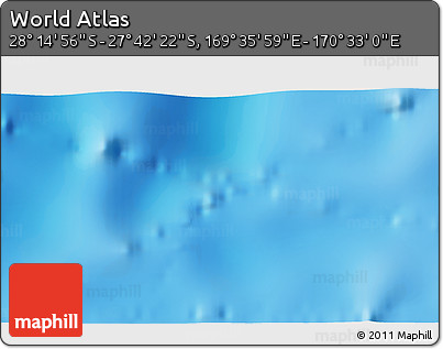 Physical 3D Map of the Area around 27° 58' 39" S, 170° 4' 29" E