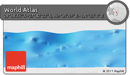 Physical Panoramic Map of the Area around 27° 58' 39" S, 170° 4' 29" E