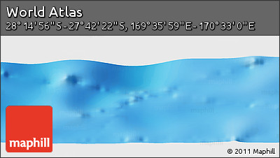 Physical Panoramic Map of the Area around 27° 58' 39" S, 170° 4' 29" E