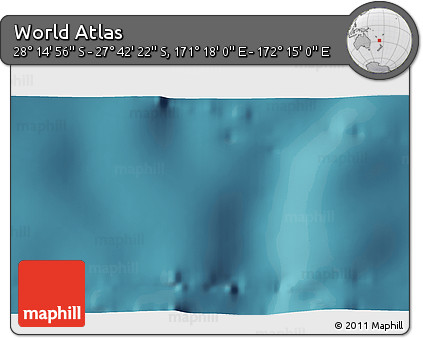 Satellite 3D Map of the Area around 27° 58' 39" S, 171° 46' 30" E