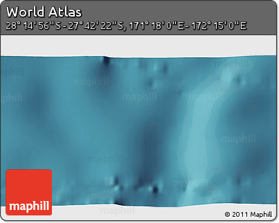 Satellite 3D Map of the Area around 27° 58' 39" S, 171° 46' 30" E