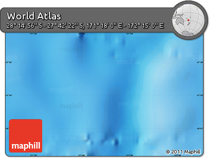 Physical Map of the Area around 27° 58' 39" S, 171° 46' 30" E