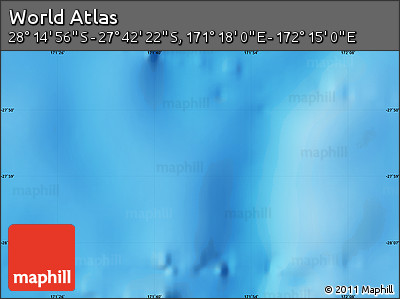Physical Map of the Area around 27° 58' 39" S, 171° 46' 30" E