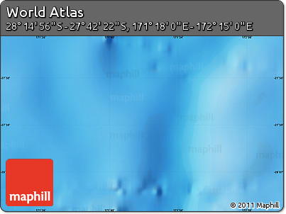 Physical Map of the Area around 27° 58' 39" S, 171° 46' 30" E