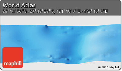 Physical Panoramic Map of the Area around 27° 58' 39" S, 171° 46' 30" E