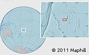 Gray Location Map of the area around 27° 58' 39" S, 171° 37' 30" W, hill shading