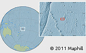 Savanna Style Location Map of the area around 27° 58' 39" S, 171° 37' 30" W, hill shading