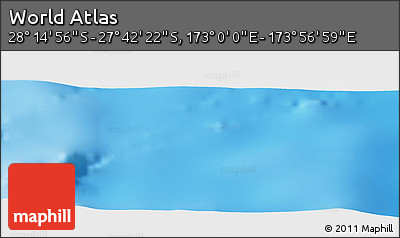 Physical Panoramic Map of the Area around 27° 58' 39" S, 173° 28' 29" E