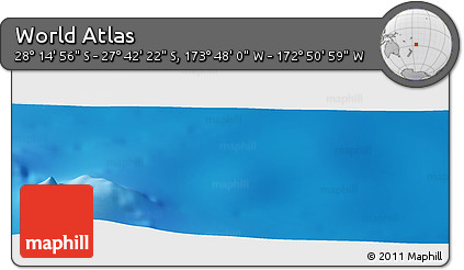 Physical Panoramic Map of the Area around 27° 58' 39" S, 173° 19' 29" W