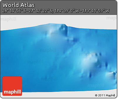 Shaded Relief 3D Map of the Area around 27° 58' 39" S, 174° 10' 30" W