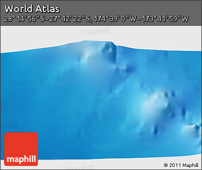 Shaded Relief 3D Map of the Area around 27° 58' 39" S, 174° 10' 30" W