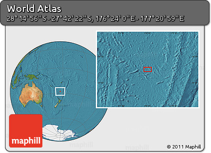 Satellite Location Map of the Area around 27° 58' 39" S, 176° 52' 30" E