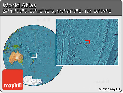 Satellite Location Map of the Area around 27° 58' 39" S, 176° 52' 30" E