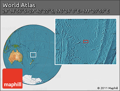 Satellite Location Map of the Area around 27° 58' 39" S, 176° 52' 30" E