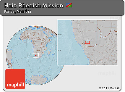 Gray Location Map of Haib Rhenish Mission, hill shading