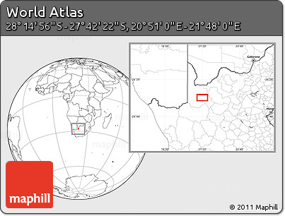 Blank Location Map of the Area around 27° 58' 39" S, 21° 19' 30" E