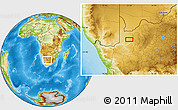 Physical Location Map of the area around 27° 58' 39" S, 21° 19' 30" E
