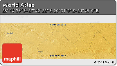 Physical Panoramic Map of the Area around 27° 58' 39" S, 21° 19' 30" E