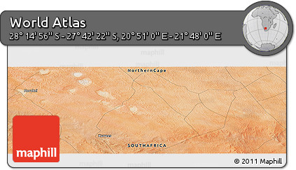 Satellite Panoramic Map of the Area around 27° 58' 39" S, 21° 19' 30" E