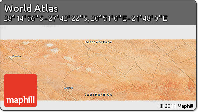Satellite Panoramic Map of the Area around 27° 58' 39" S, 21° 19' 30" E