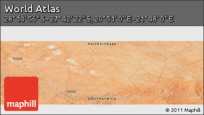 Satellite Panoramic Map of the Area around 27° 58' 39" S, 21° 19' 30" E