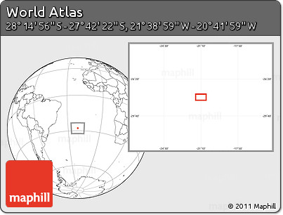 Blank Location Map of the Area around 27° 58' 39" S, 21° 10' 29" W
