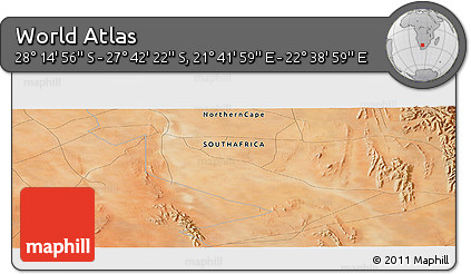 Satellite Panoramic Map of the Area around 27° 58' 39" S, 22° 10' 29" E