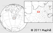 Blank Location Map of the area around 27° 58' 39" S, 23° 1' 29" E